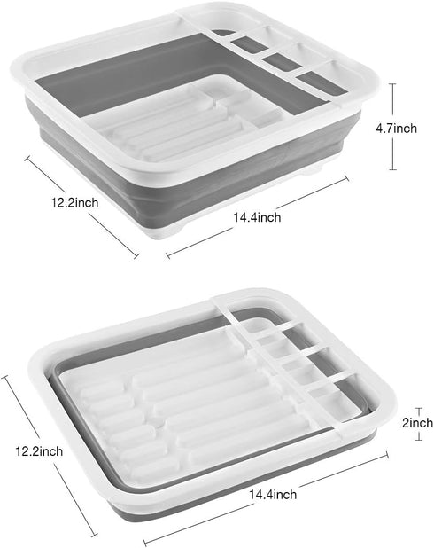 Collapsible Dish Drying Rack, Portable Dinnerware Drainer Organizer for Kitchen, RV Campers, Space Saving Storage Tray