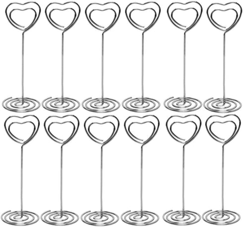 Table Number Card Holders, 25 Pack Heart Shape Picture Holders for Wedding Party, Office, Restaurant