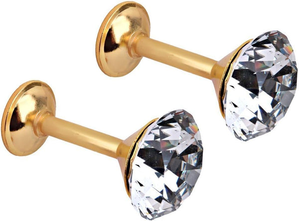 1 Pair Simple Design Diamond Crystal Curtain Hooks - Gold Decorative Tiebacks