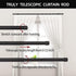 Drapery Window Curtain Rods, 1 Inch Adjustable Heavy Duty Curtain Rod with Brackets, 66 to 120 Inch, Black