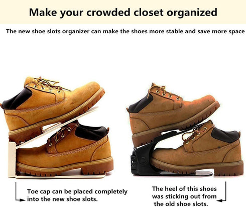 Pack 12 3-Level of Pcs Shoe Slot Organise Storage Adjustable Height Shoe Organiser- Non-Slip Space Saver Shoe Holder