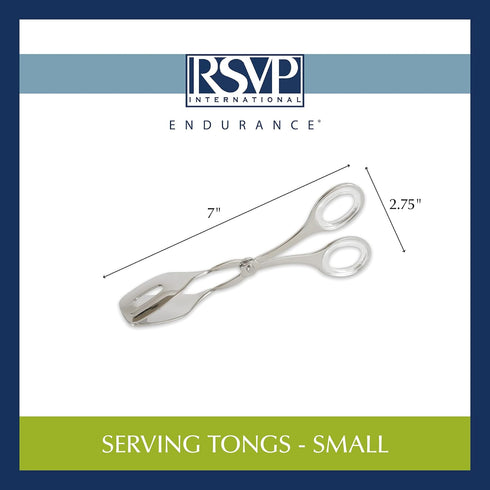 RSVP Endurance Small Serving Tongs, Stainless Steel