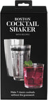 HIC Bar Boston Cocktail Shaker Set with Mixer Glass and 7 Printed Recipes, 18/8 Stainless Steel
