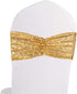 Eternal Beauty Set of 10 Gold Sequin Chair Bows, Sashes for Wedding Party Decorations