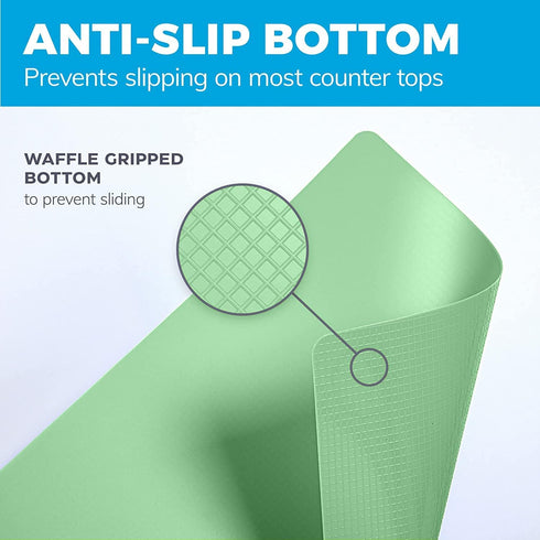 Extra Thick Flexible Plastic Cutting Board Mats, Set of 6, Dishwasher Safe, EZ-Grip Waffle Back, Food Icons