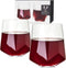 Viski Raye Faceted Crystal Wine Glasses - Set of 2, No-Lead Premium Crystal Clear Glass, Modern Stemless, 20 oz