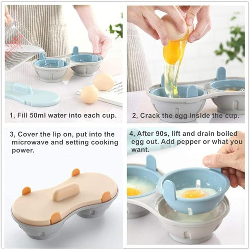 Microwave Egg Poacher, Poached Egg Cooker with Measure Cup, BPA Free, Dishwasher Safe Kitchen Gadget