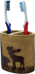 Cozy 4.5" 4.25" 3" BLACK FOREST DECOR - Woodland Moose & Bear Toothbrush Holder - Aged Rustic Bathroom Dcor for Cabin