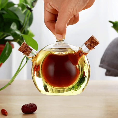 2 1 in Oil and Vinegar Dispenser Cruet Bottle, Kitchen Supplies Glass Olive Oil and Balsamic Vinegar Cruet Bottle