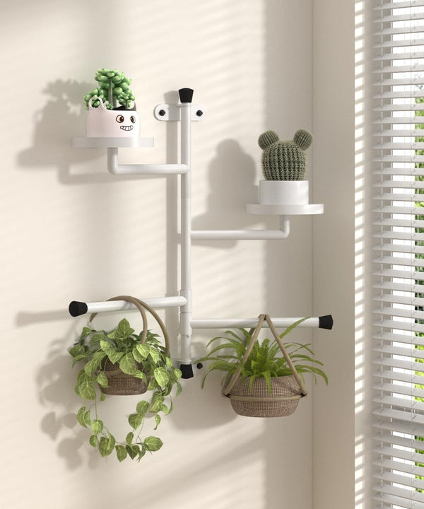 2-Tier Window Plant Shelves, 160 Rotating Indoor Wall Mounted Plant Holder Shelf
