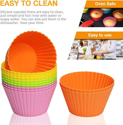 Extra Large Silicone Cupcake Baking Cups, 12 Pack, 3.54 Inch Reusable Muffin Liners, Easy to Clean for Cupcake, Muffin
