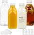 DHSBTLS 4 Pcs Glass Milk Bottles - 33.8 Oz Reusable Containers with Lid for Fridge, Airtight Heavy Duty Juice Jar