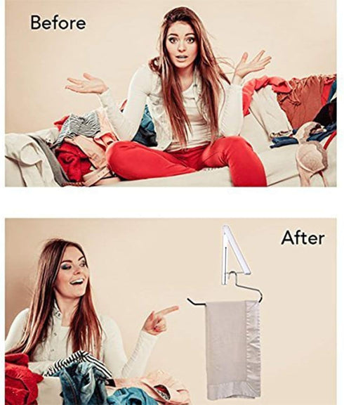 Foldable Clothing Rack, Wall-Mounted Retractable Clothes Hanger for Laundry Room, Small Collapsible Drying Rod (White)