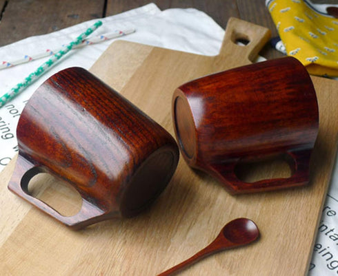 14 oz Wood Cup Coffee Mug for Men, Unique Small Wooden Tankard, Portable Outdoor Viking Mug, Fancy Beer Mugs
