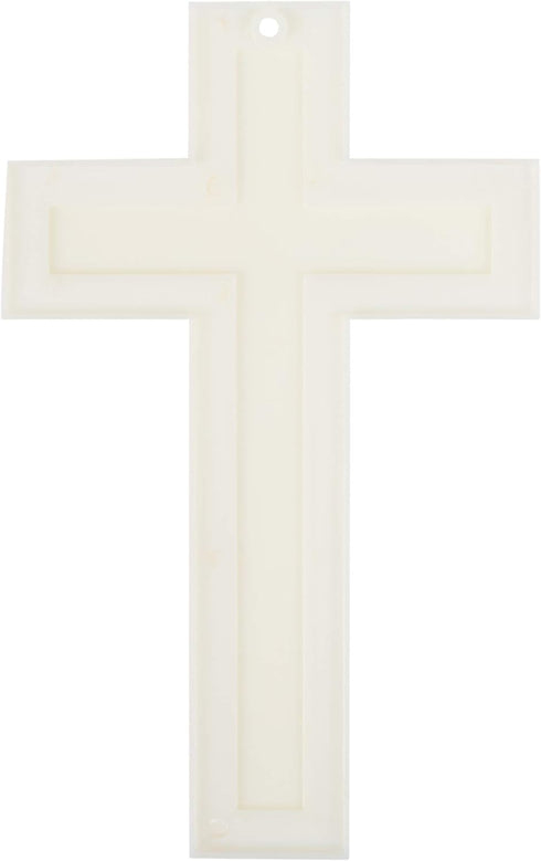 Large Luminous White Cross Plastic Glow in the Dark Wall Plaque, 6 x 10