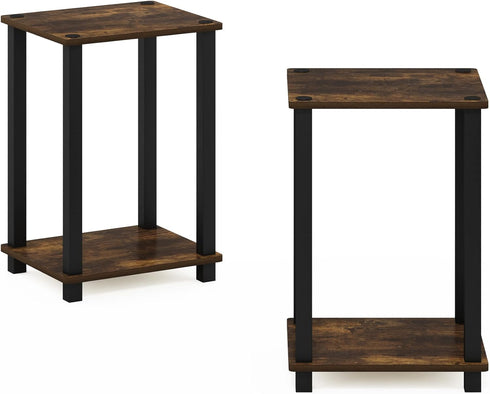 2-Pack, Furinno Simplistic End Table, Amber Pine/Black