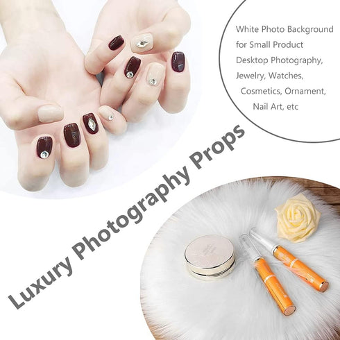 Small Product Photo Background & Luxury Props, 12 Inches Faux Fur Sheepskin Cushion for Tabletop Photography