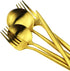 Gugrida Matte Gold 5-Piece Silverware Set, 18/10 Stainless Steel Satin Finish Kitchen Utensil Set, Dishwasher Safe