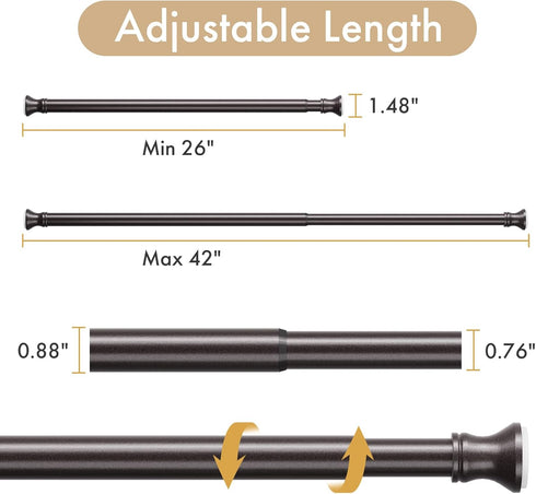 Amazer Spring Tension Shower Curtain Rod, 26-42 Inches Rust-Resistance Adjustable Bathroom Rod, No Drill, Bronze