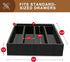 Small Kitchen Utensils Drawer Organizer, Black Wooden Flatware Tray, Silverware Divider for Fork Spoon Holder in Drawer
