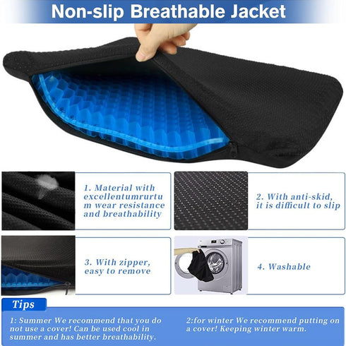 Gel Seat Cushion, Large Cooling Honeycomb Chair Pad with Non-Slip Cover for Home Office Chair, Car Seat