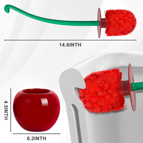 Higliocas 2-Pack Toilet Brush Household Bathroom Cleaning Cherry: Adorable Shape with Holder, Deep Clean Bowl Under