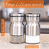 HOME EC Original Glass Salt and Pepper Shakers Set with Adjustable Pour Holes, Stainless Steel