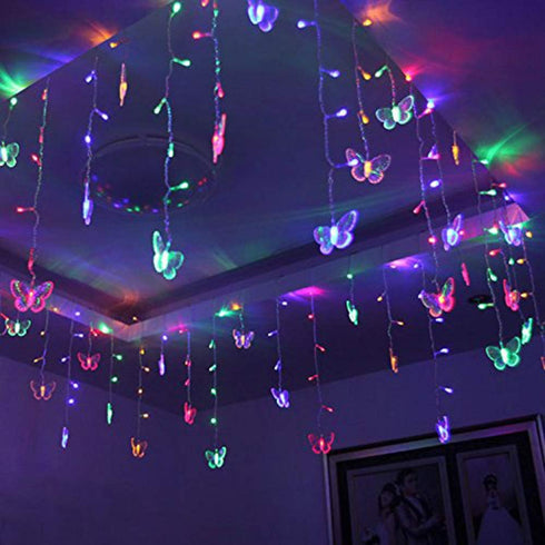 13FT 96 LED USB Powered Curtain Lights, Lainin 16 Butterflies Twinkle Lights 8 Modes Fairy String Lights for Party