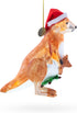 Santa Kangaroo Mom Carrying Baby in Pouch Blown Glass Ornament, Christmas Decoration
