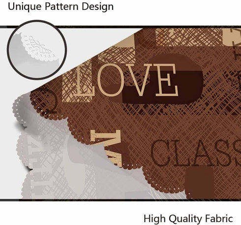 AOYEGO 60 Inch Coffee Themed Table Cloth Restaurant Mocha Latte Milk Classic Scribble Round Tablecloth for Dining Room