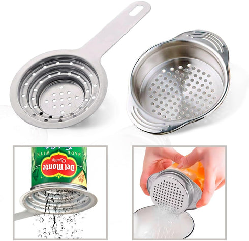 2 PCS Tuna Strainer for Can - Small Colander with Handle Stainless