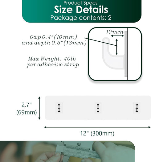 2 Pack Shower Caddy Adhesive Strips - Replacement for Shower Shelf