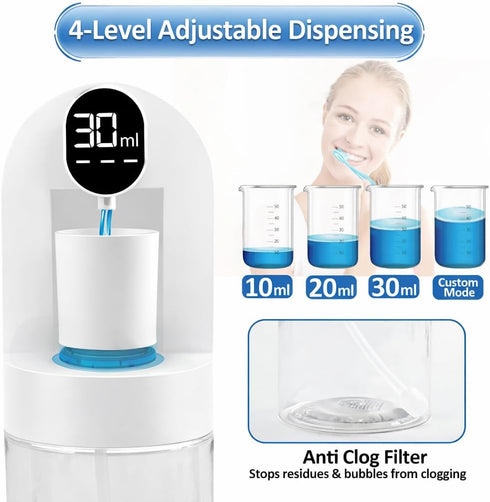 Rudnia 20.29 oz 4 4 Set Mouthwash Dispenser for Bathroom, Automatic Mouthwash Dispenser, Touchless Electric Wall