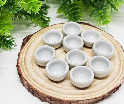 " Inch Diameter White Round Ceramic Sauce Bowls, Set of 10 Pieces Miniature Tableware