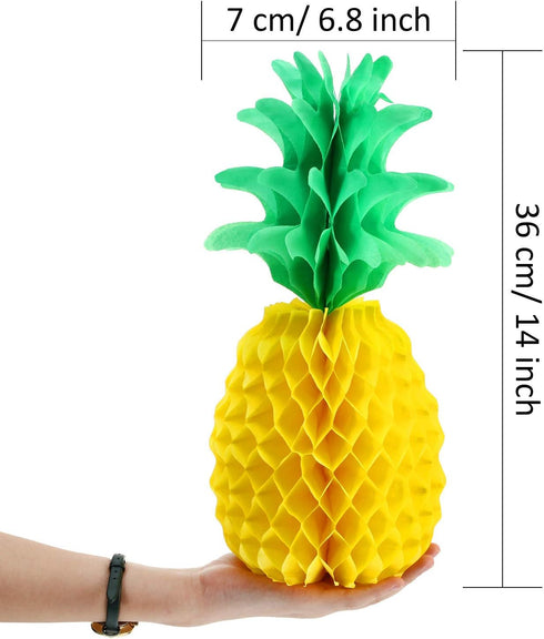 Blulu 6 Pieces 14 Inch Pineapple Honeycomb Centerpieces, Tissue Paper Hanging Decorations for Tropical Luau Hawaiian