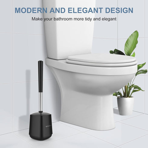 SetSail Premium Toilet Bowl Brush and Holder | 2 Pack Automatic Toilet Brushes for Bathroom Cleaning
