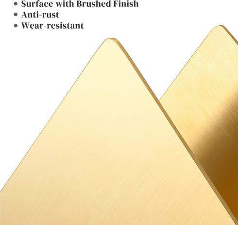 Gold Stainless Steel Napkin Holder, Modern Triangle Cocktail Napkin Dispenser Organizer for Kitchen Countertops and