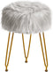 IBUYKE Faux Fur Vanity Stool Chair, Furry Makeup Stool Ottoman, Soft Padded