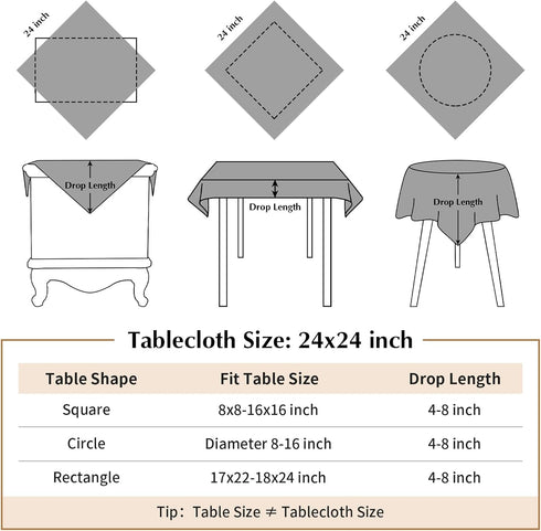 2 Pack 24X24 Inch Small Square Table Cloth Royal Blue Tablecloth Washable Polyester Solid Table Cover for Night Stand