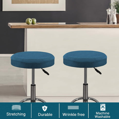 2 Pack 16"-18", Turquoize Bar Stool Covers Round Stool Covers with Elastic Bands Bar Stool Seat Covers Slipcover