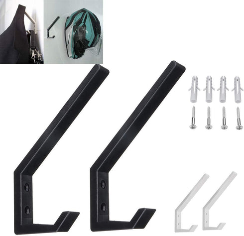 4PCS Plastic Helmet Holders, Wall Mounted Hanging Hooks for Hat, Glove, Bag, Shoe, Clothes Rack (White-4PC)