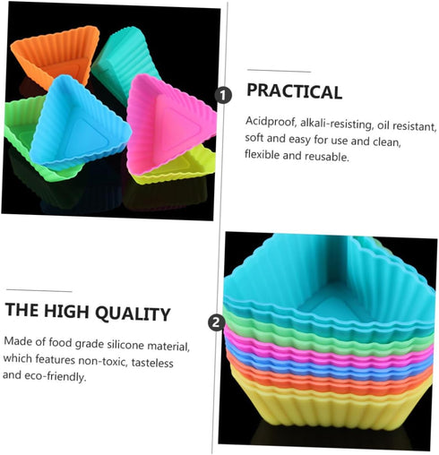 20pcs Triangle Muffin Cup Cupcake Liners, Silicone Cake Molds for Baking Mini Triangle Molds