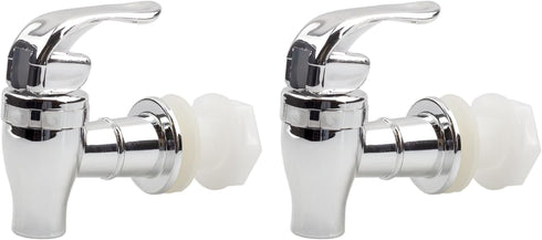 Cornucopia Brands Push Style Spigots for Beverage Dispenser, 2-Pack Replacement Lever Pour Spouts, Chrome Design