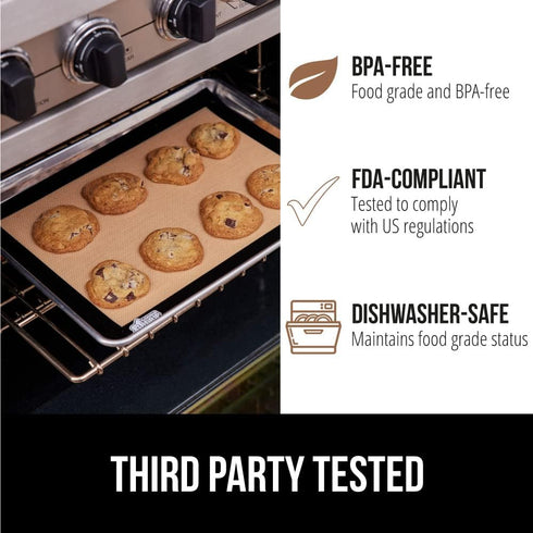 Gorilla Grip Non Stick Silicone Baking Mat Sheet, 2 Pack, Reusable Cookie Sheets, Heat Resistant, Black