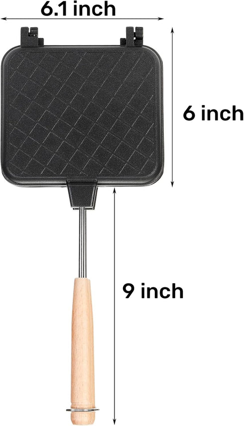 Hot Sandwich Maker, Non-stick Grilled Panini Maker with Handle, Stovetop Camping Sandwich Toaster Aluminum Flip Pan for