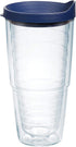 Tervis Clear & Colorful Lidded Double Walled Insulated Tumbler Travel Cup, 24oz, Keeps Drinks Cold & Hot, Navy Lid