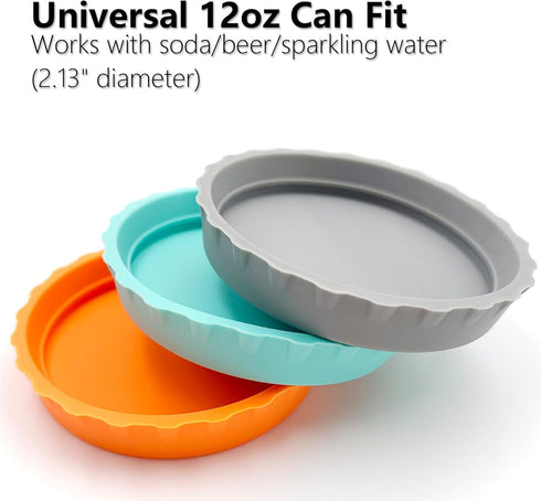 Qgond 6 6 3 3 2.13 Inch PCS Silicone Soda Can Lids, Reusable Can Covers in Colors with Straw Openings & Fully Sealed