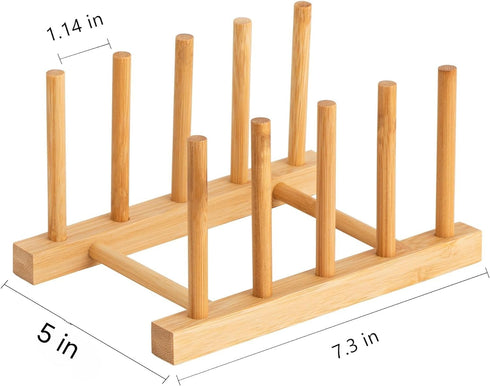 HBlife 2pcs Bamboo Dish Plate Bowl Cup Book Pot Lid Cutting Board Drying Rack Stand Drainer Storage Holder Organizer Kitchen Cabinet(Keep Dry)