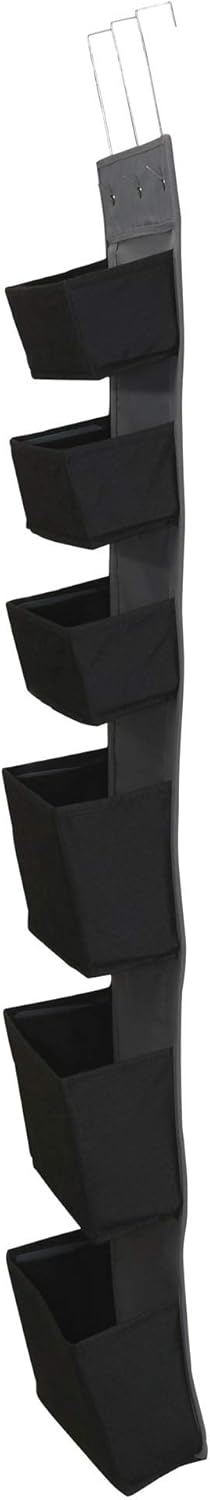 6 Household Essentials Black Pouch Fabric Over The Door Organizer