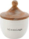Mud Pie Blessings JAR, White, 6" x 4 1/2" Dia, Slip 2 1/4" x 2 1/2"